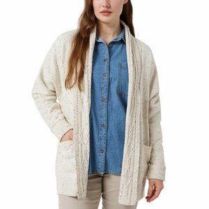 NWT Chaps Women's Open Front Pocket Cardigan Sweater Cream Size L $60 EE142
